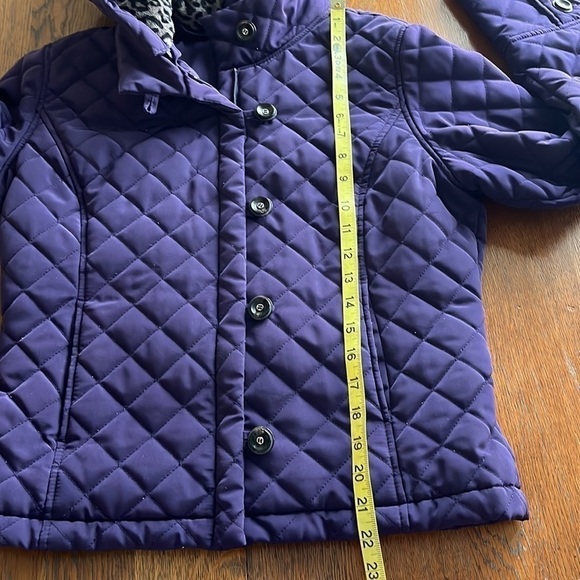 Calvin Klein purple quilted zip up coat size small removable hood collar - Picture 11 of 16